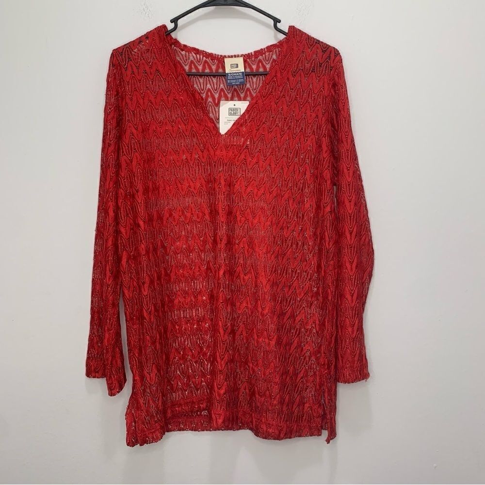 NWT‎ Faded Glory Red Swim Coverup Size Small
